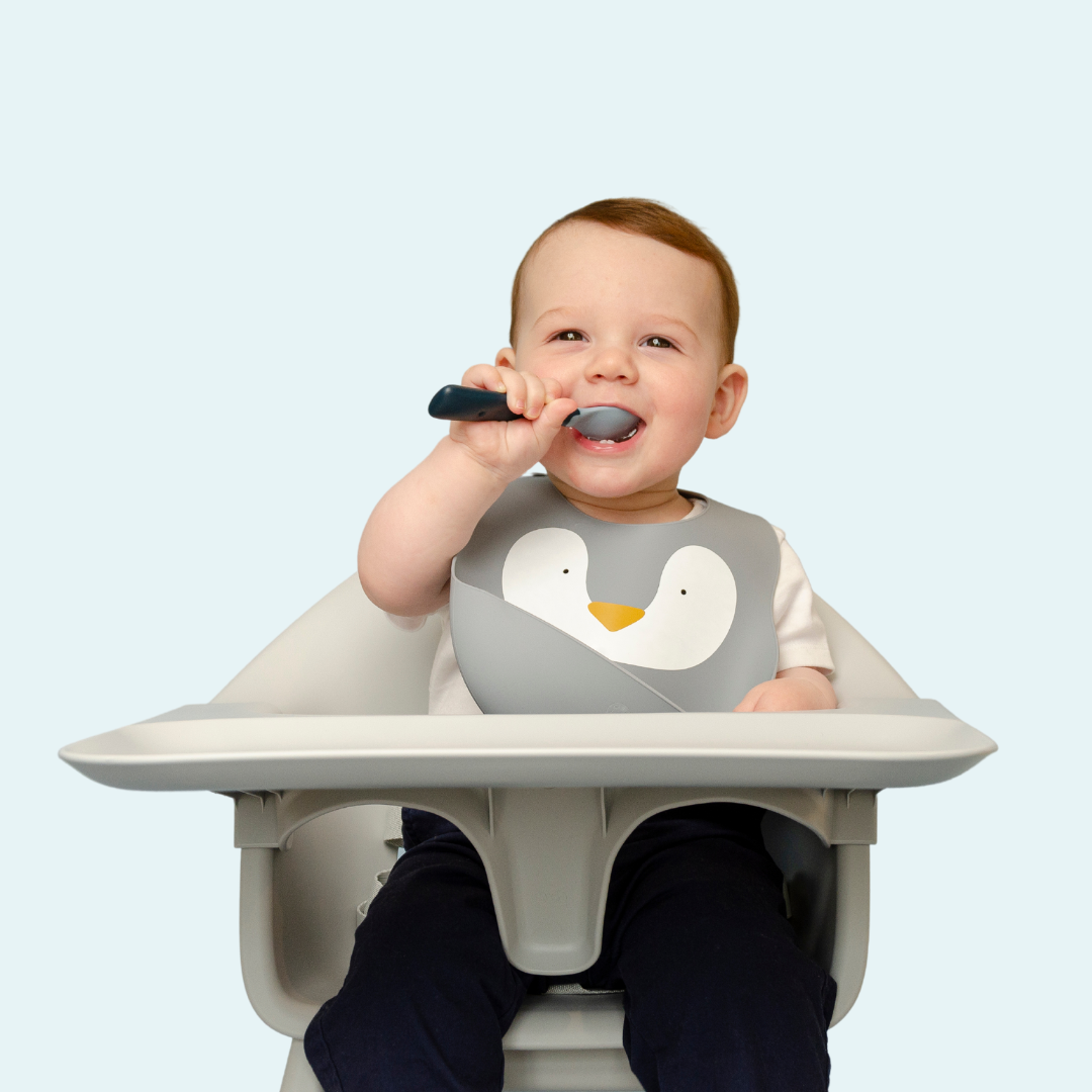 Playful Penguin Silicone Baby Bib