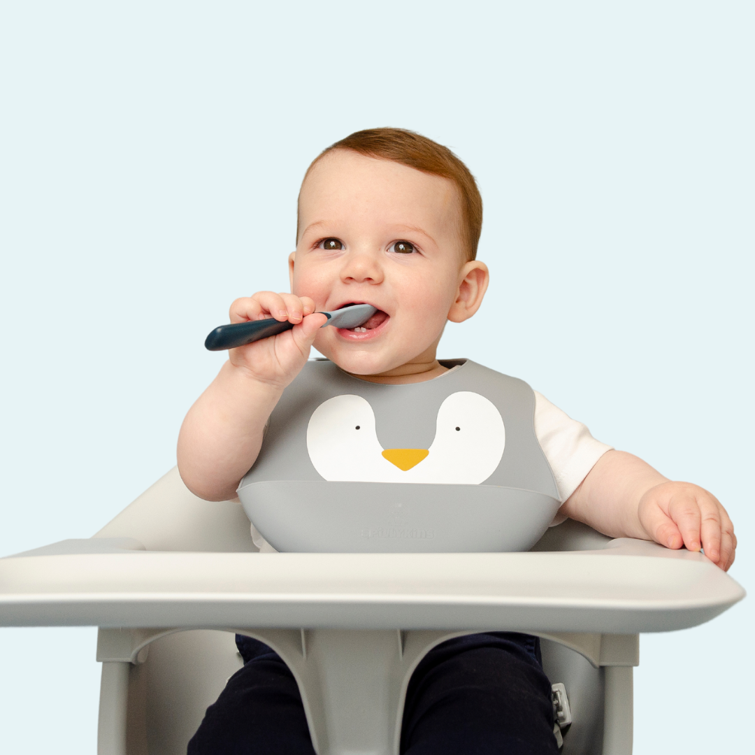Playful Penguin Silicone Baby Bib