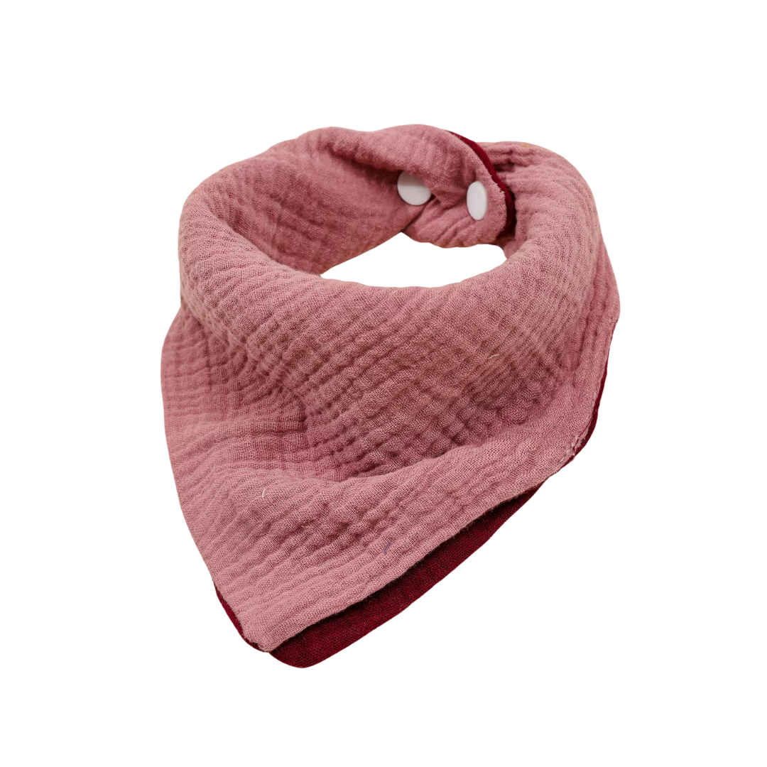 Peach Blush Reversible Cotton Bandana Bib