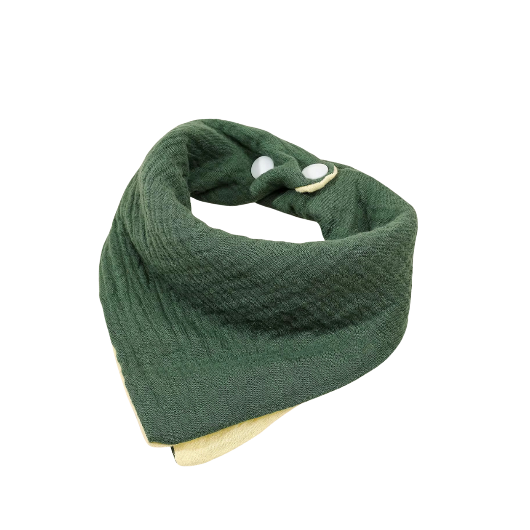 Forest Green Reversible Cotton Bandana Bib