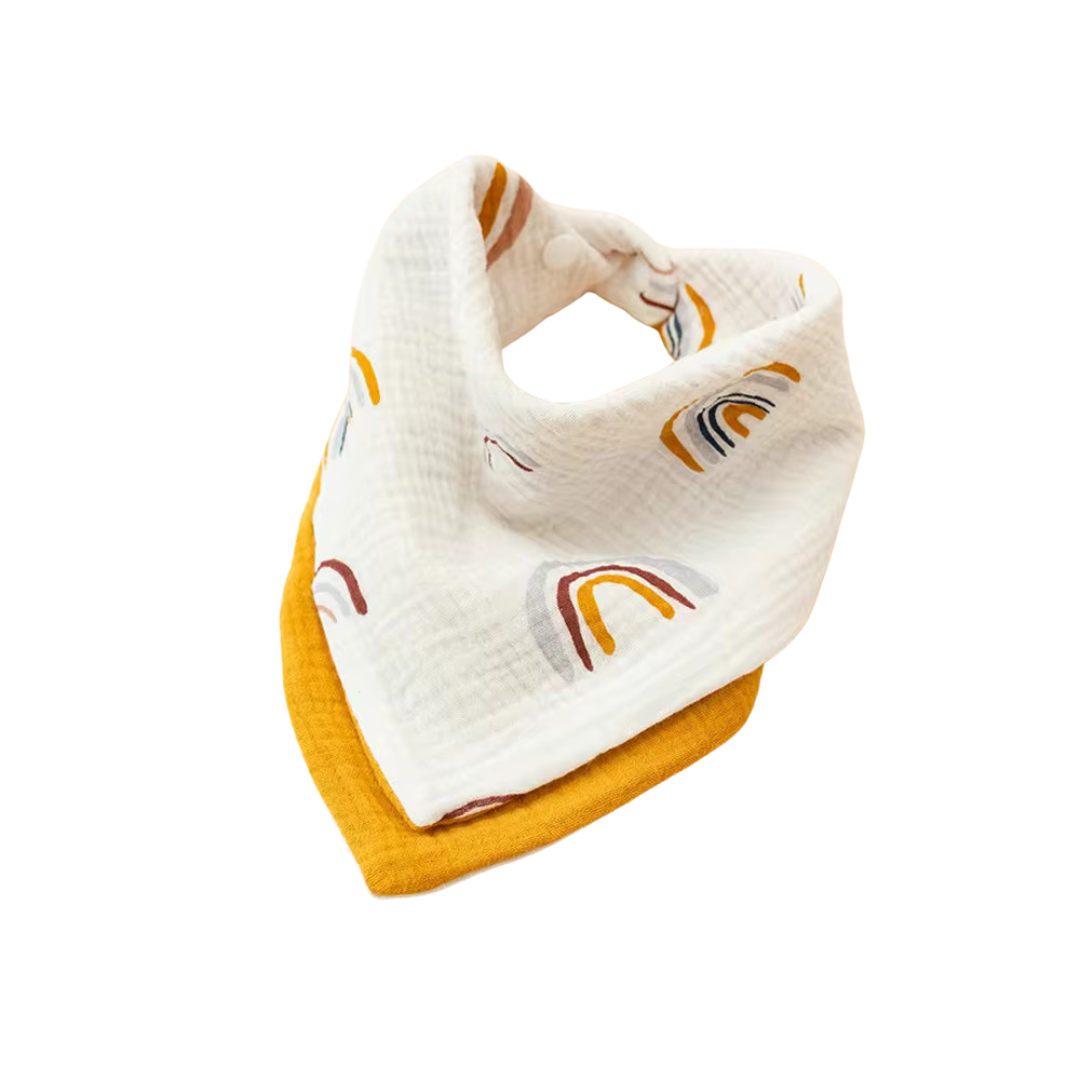 Rainbow Dreams Reversible Cotton Bandana Bib