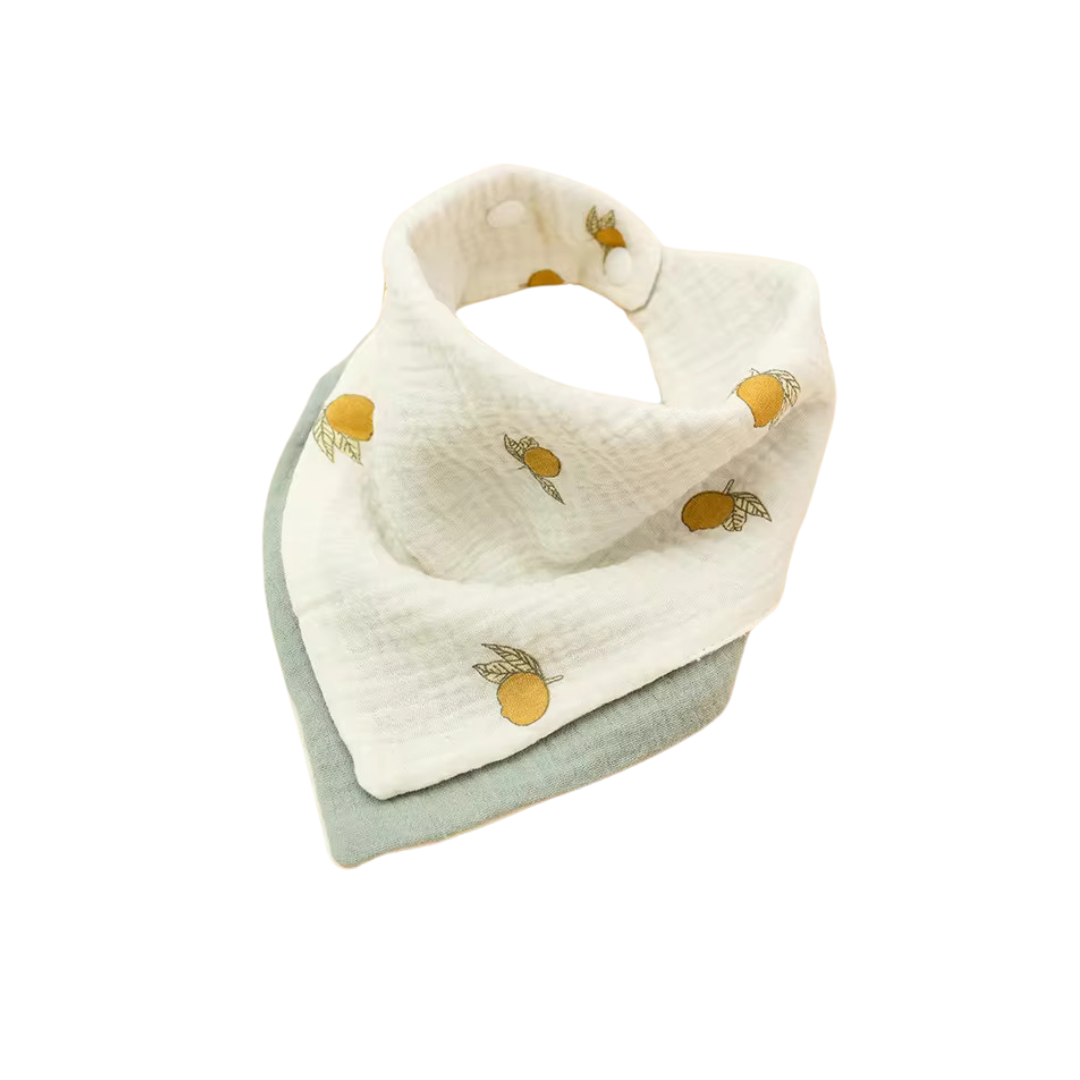 Lemon Fresh Reversible Cotton Bandana Bib