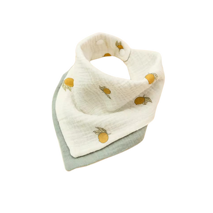 Lemon Fresh Reversible Cotton Bandana Bib