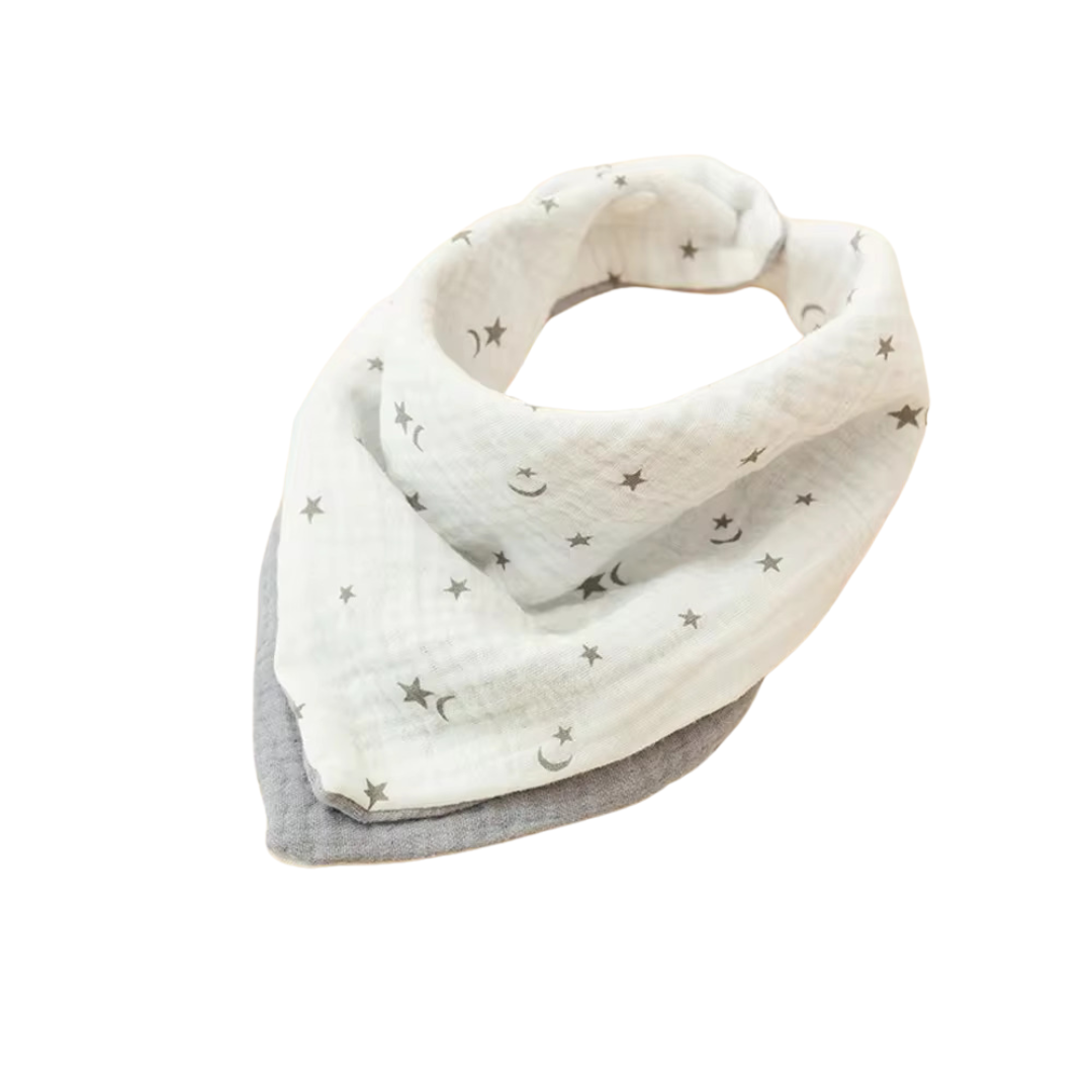 Moon / Starry Night Reversible Cotton Bandana Bib