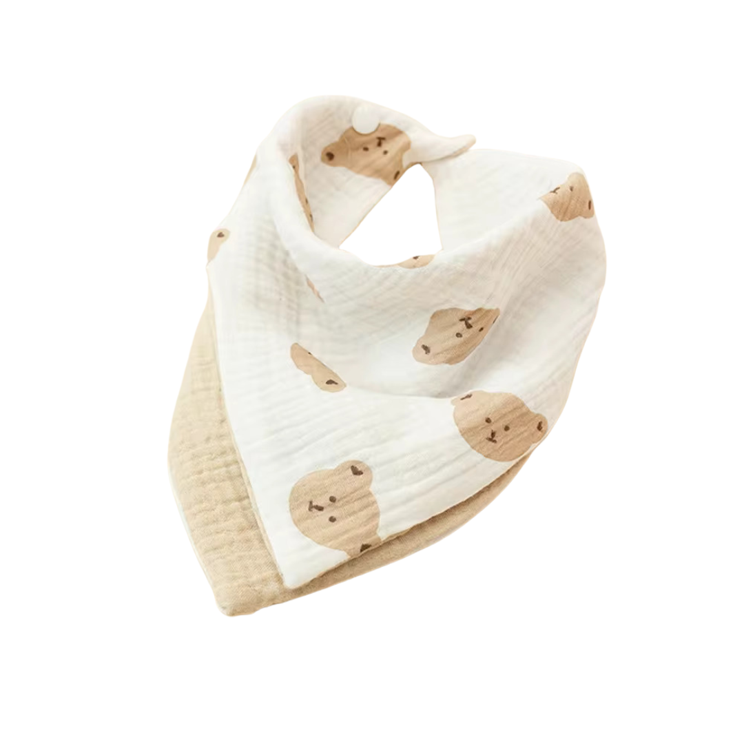 Teddy Snuggles Reversible Cotton Bandana Bib