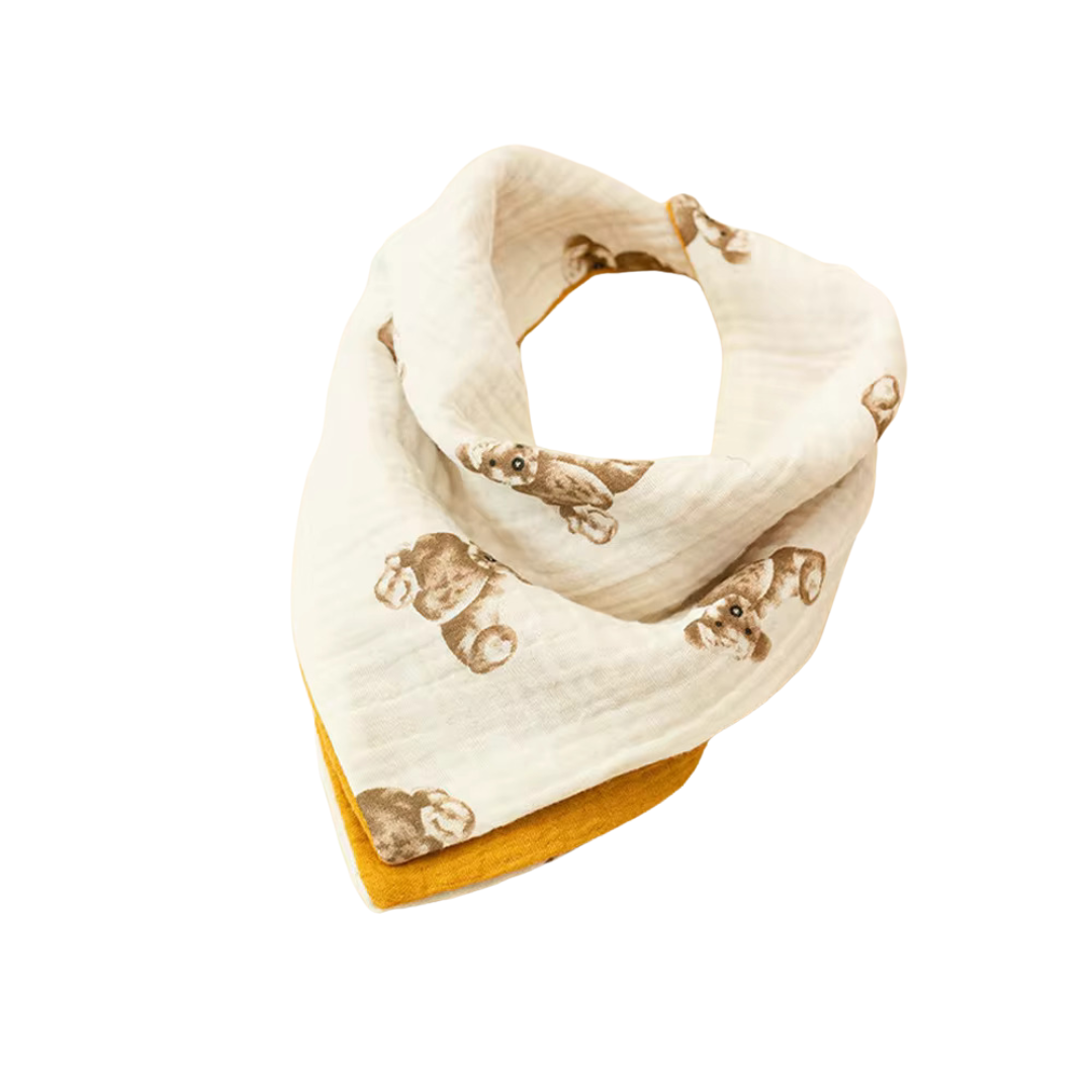 Bear Hugs Reversible Cotton Bandana Bib
