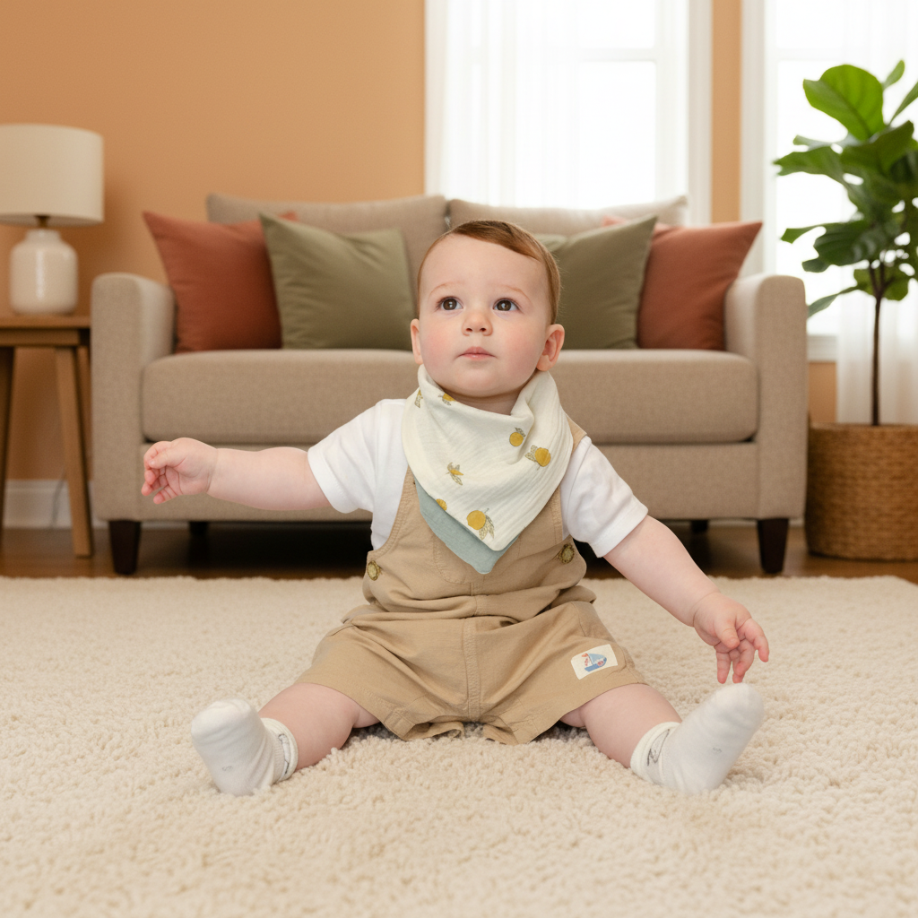 Lemon Fresh Reversible Cotton Bandana Bib