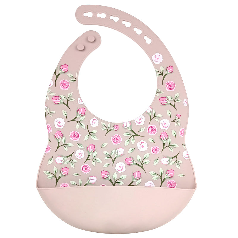 Rosy Blooms Silicone Baby Bib
