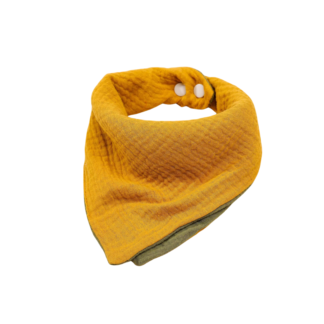 Golden Sage Reversible Cotton Bandana Bib