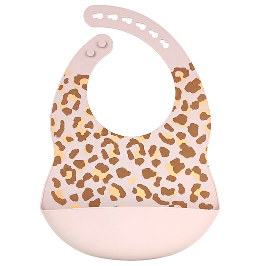 Pink Leopard Silicone Baby Bib
