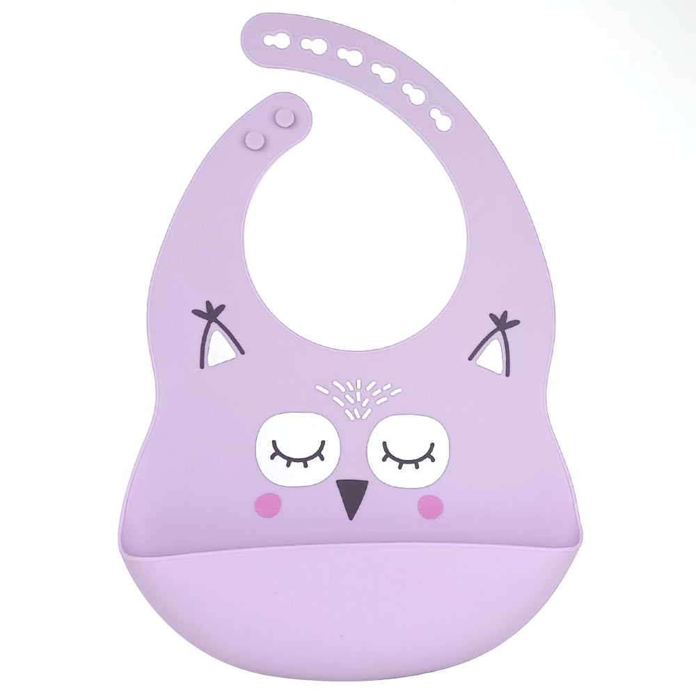 Sleepy Owl Silicone Baby Bib