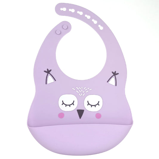 Sleepy Owl Silicone Baby Bib